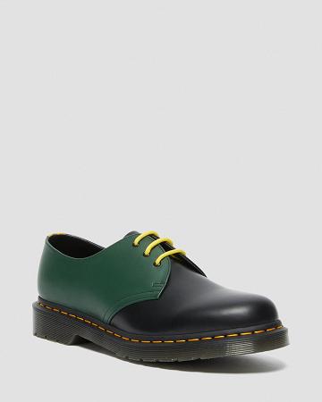 Black Men's Dr Martens 1461 Contrast Smooth Leather Oxfords Shoes | CA 589CTV